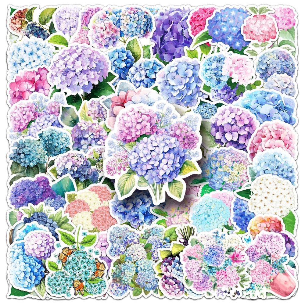 Adesivos Hydrangea Flower, 50 peças, decalque de vinil para laptop e garrafa