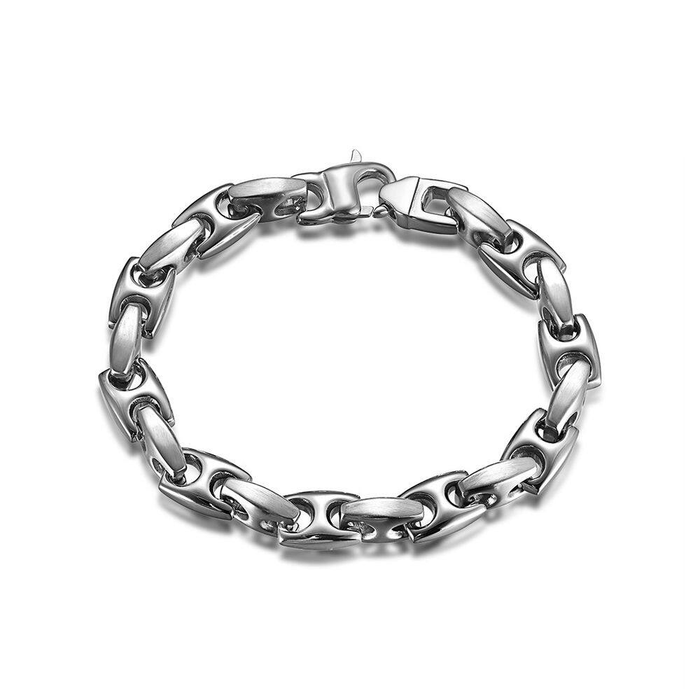 Pulseira de aço inoxidável com corrente de hip hop retrô com 10 mm de largura