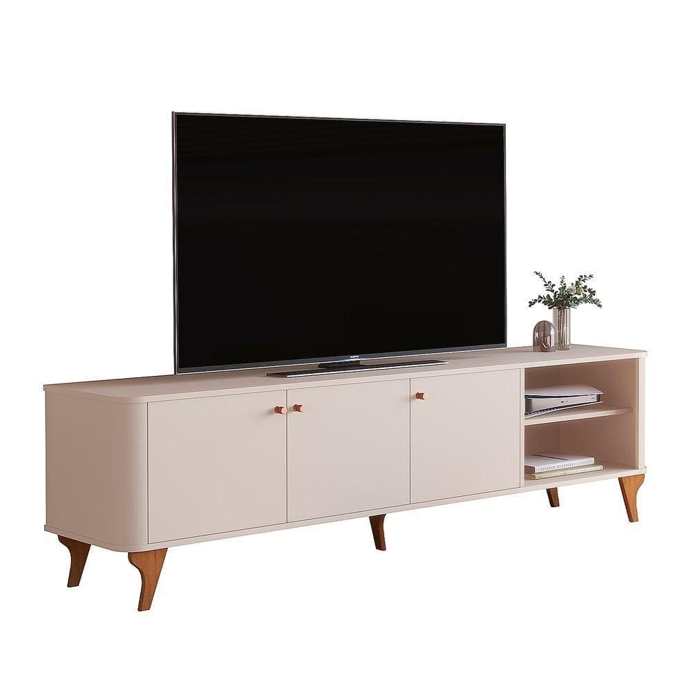 Rack Aruma Com 3 Portas E Cantos Arredondados Off White