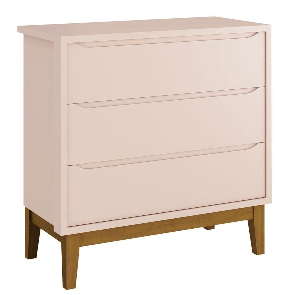 Cômoda Gaveteiro Classic New Rosa Fosco Com Madeira - Reller