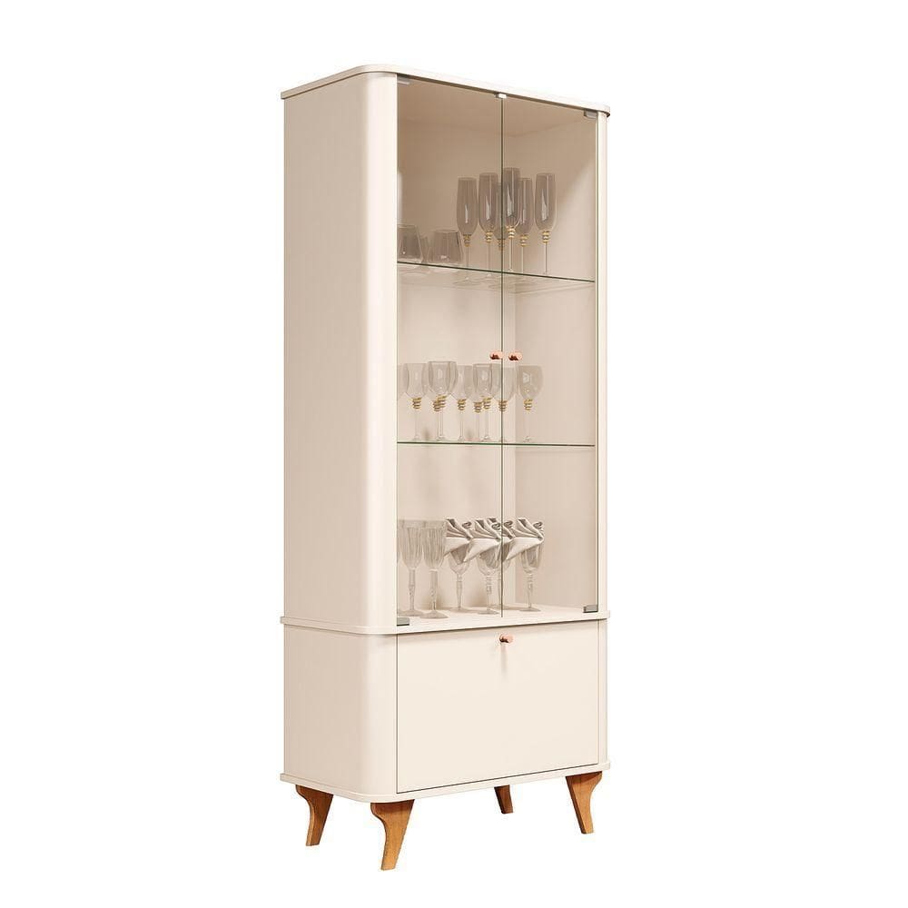 Cristaleira Aruma Com Cantos Arredondados Vidros Temperados Off White