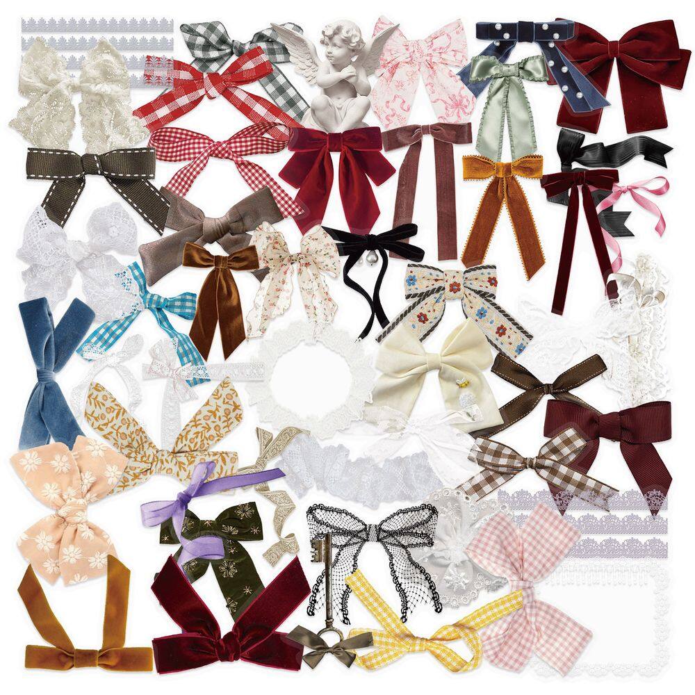 Pacote de adesivos: adesivos vintage Ribbon PET, 50 unidades de adesivos em arco