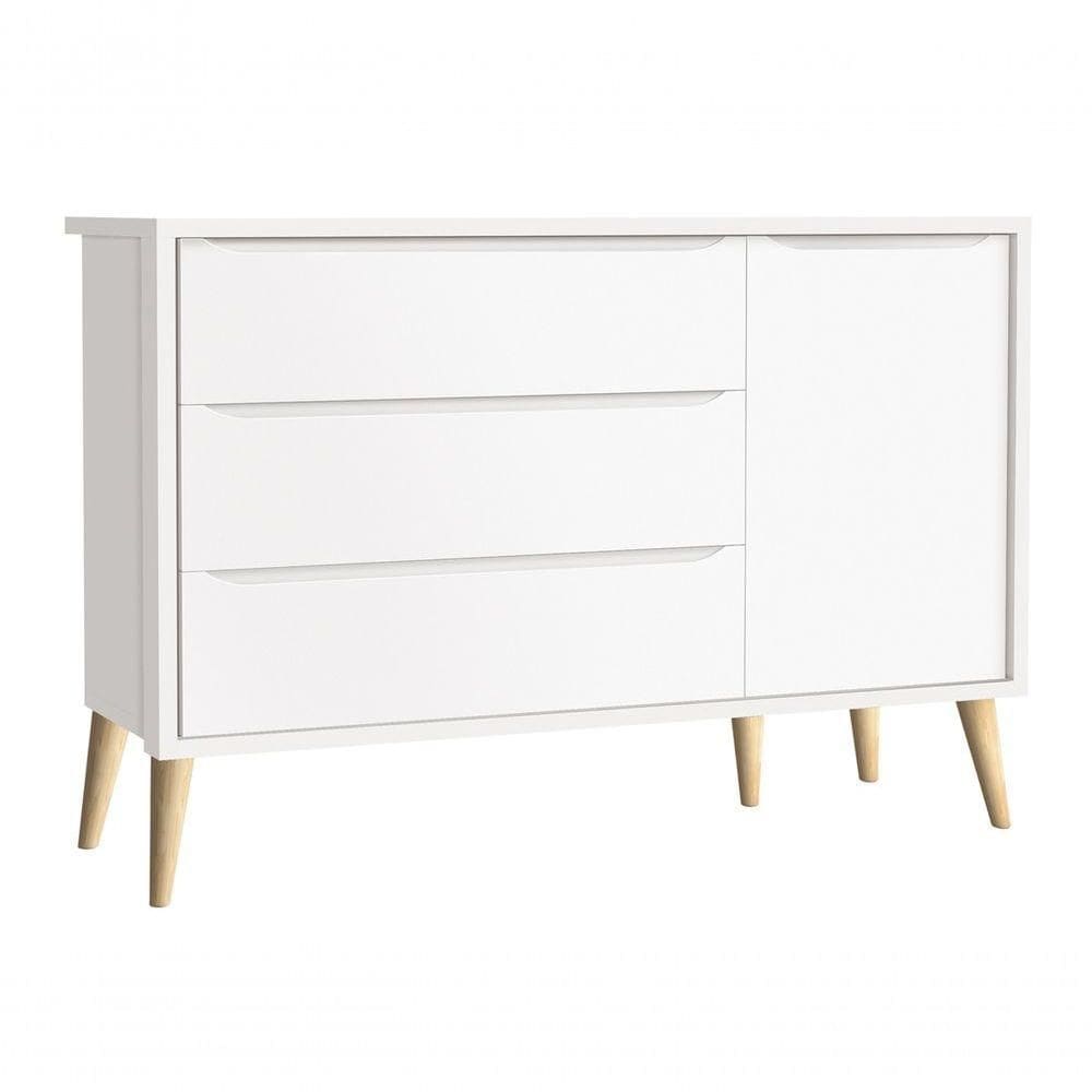 Cômoda Sapateira Théo New Branco Fosco Com Natural - Moveisaqui