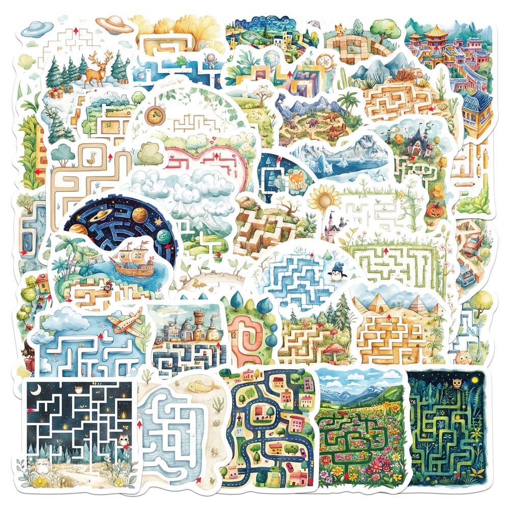 Pacote de adesivos Cartoon Maze Game 50 unidades Creative Puzzle Path