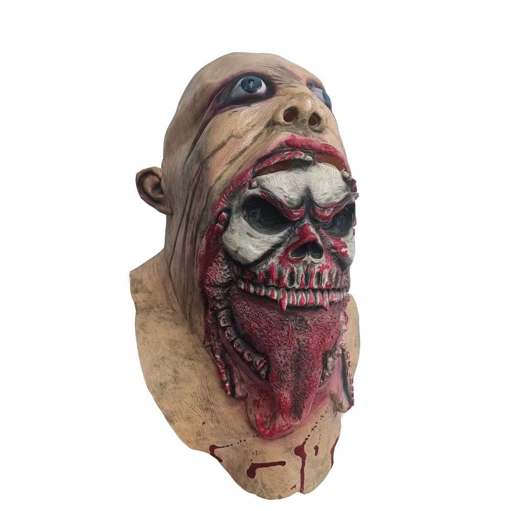 Máscara de resina Zombie Demon para rosto inteiro com caveira e sangue 45 cm