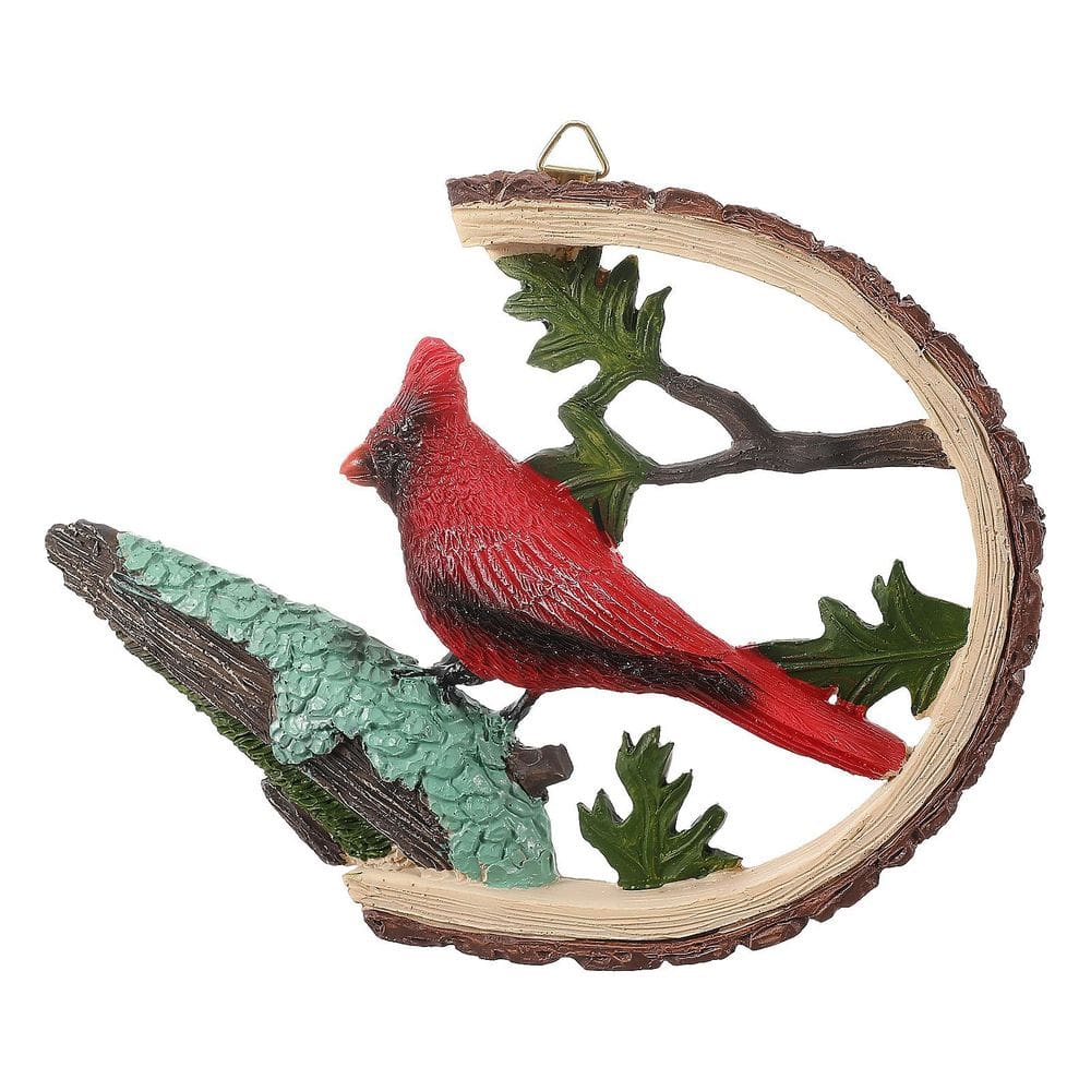 Escultura, decoração de jardim, resina de pardal vermelho, estilo madeira