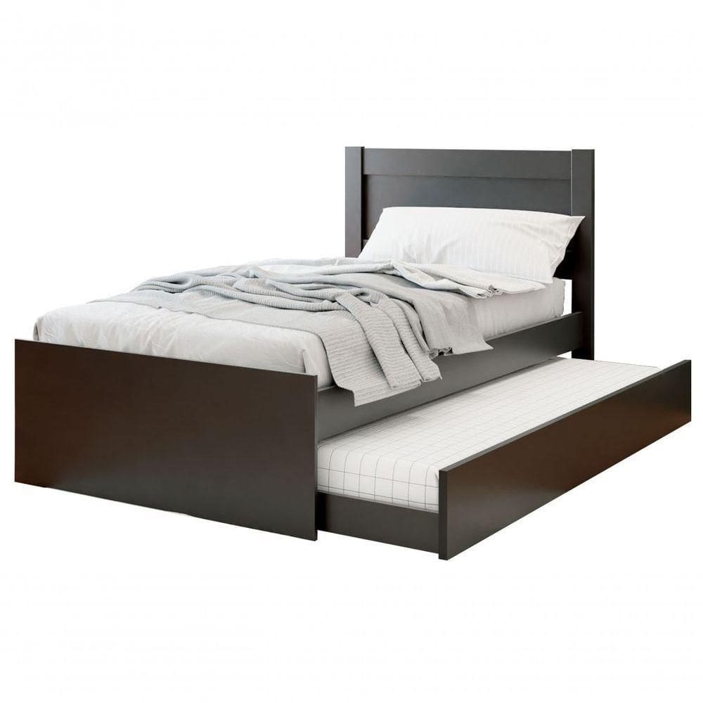 Cama Solteiro Com Auxiliar Prisma Preto - Jea Móveis