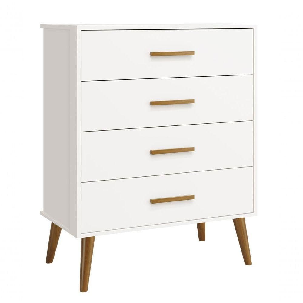 Cômoda Gaveteira Retrô Isis Branco Fosco - Moveisaqui