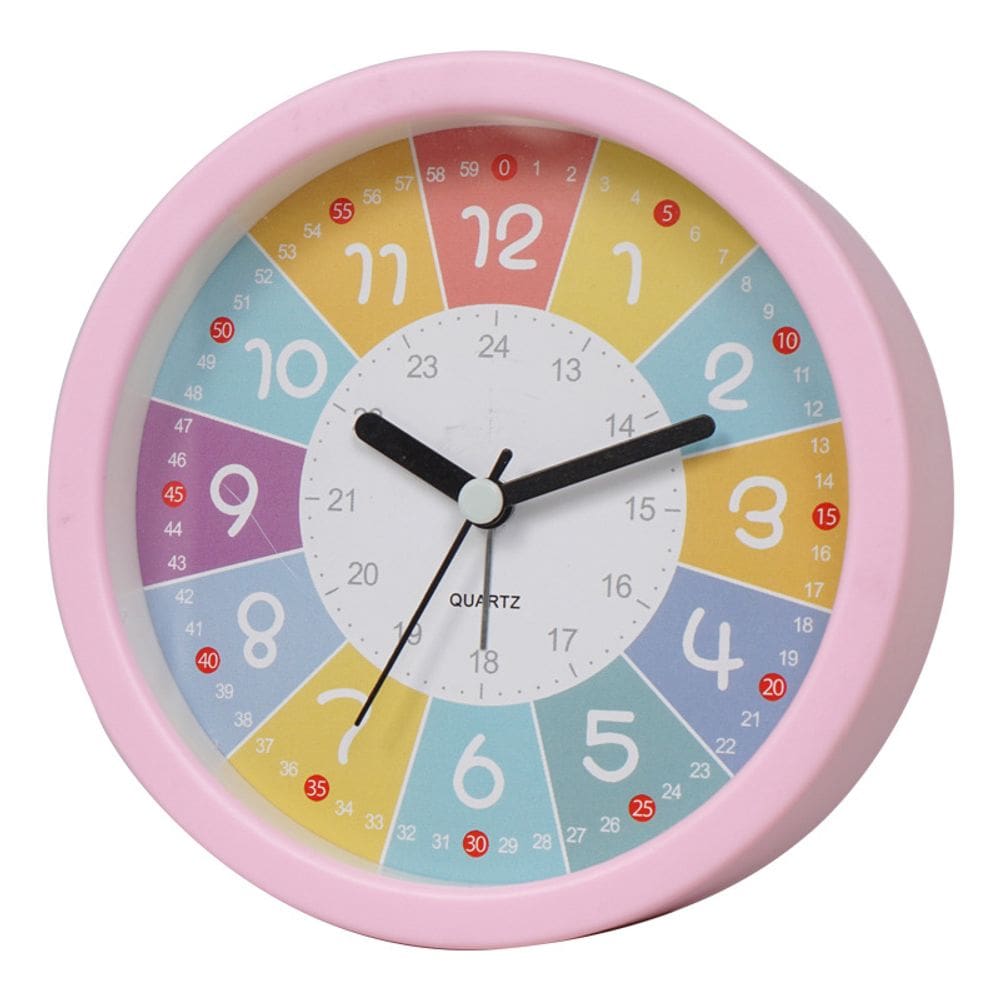 Despertador de quartzo colorido para crianças, silencioso e sem tique-taque
