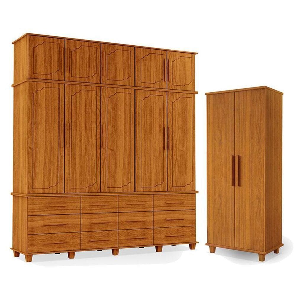 Guarda Roupa Casal E Armário Multiuso Berlim Freijó - Luapa Móveis