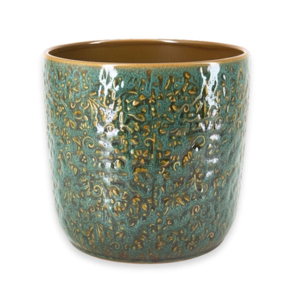 Vaso Cerâmica Esmaltado Renda (12) Verde Caramelo BURGUINA