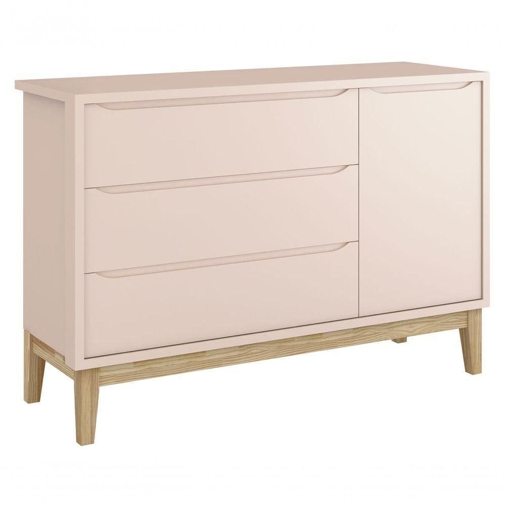 Cômoda Sapateira Classic New Rosa Fosco Com Natural - Moveisaqui