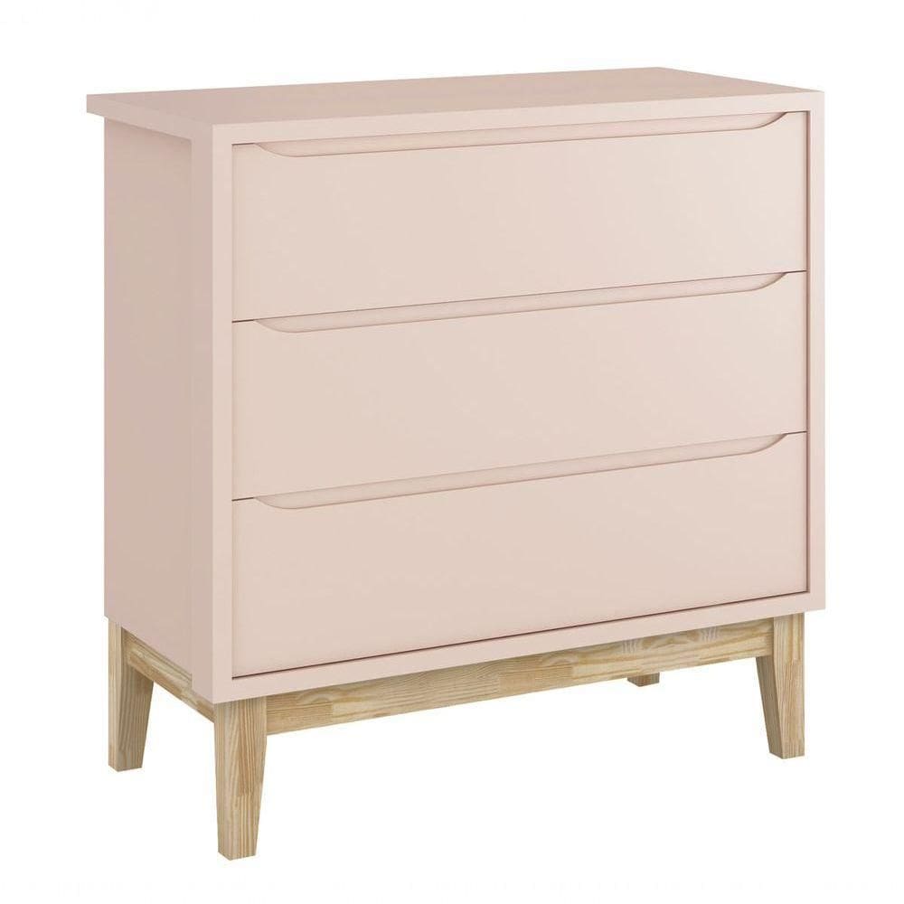 Cômoda Gaveteiro Classic New Rosa Fosco Com Natural - Reller