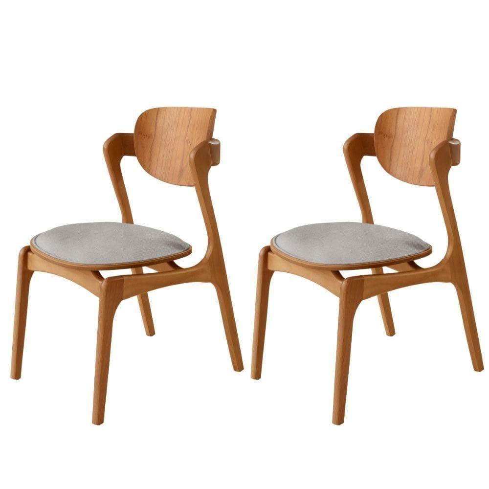 Conjunto Com 2 Cadeiras Madeira Solaris Gold Moderna Mobília Luna / Imbuia Nat.