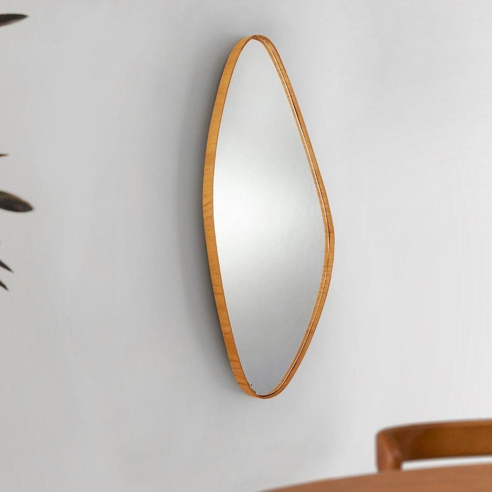 Espelho Decorativo Orgânico Aura 37x91cm Moderna Mobília Cinamomo Imbuia Nat