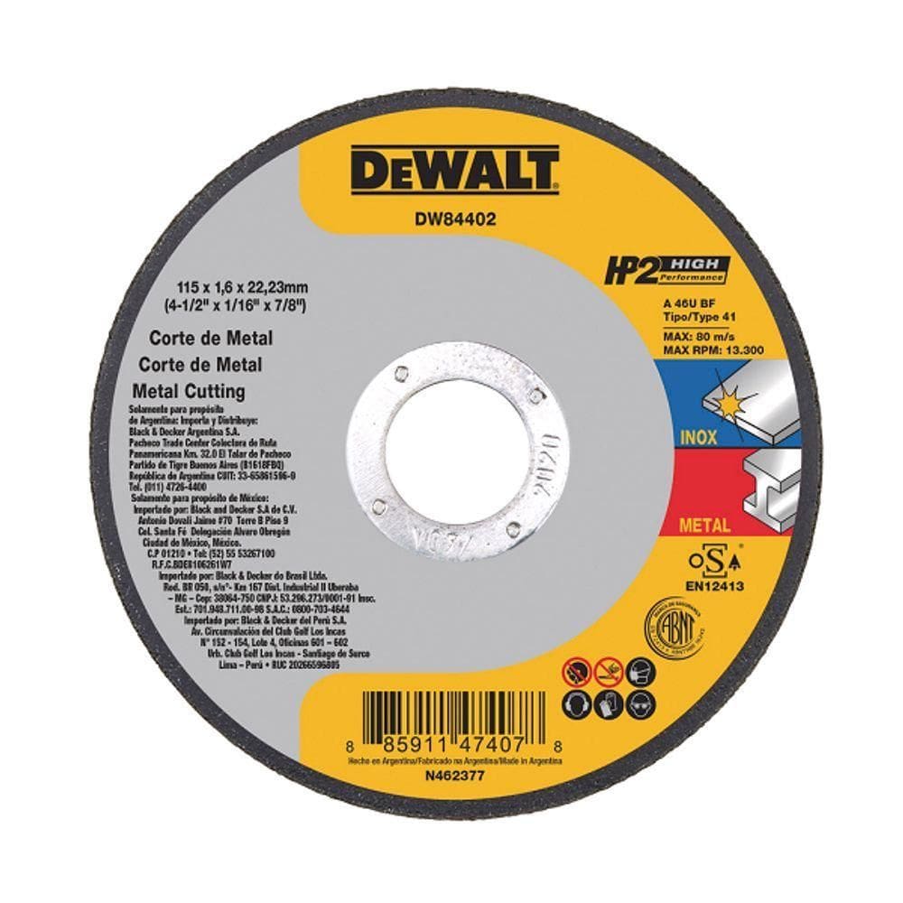 Disco De Corte Fino 4.1-2 Pol 115x1.6x22mm Dewalt Dw84402
