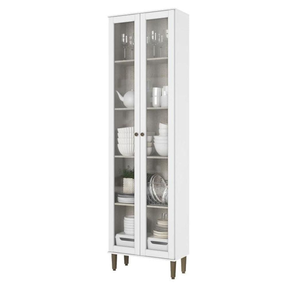 Cristaleira 80 Cm 2 Portas De Vidro Classy Branco - Thb
