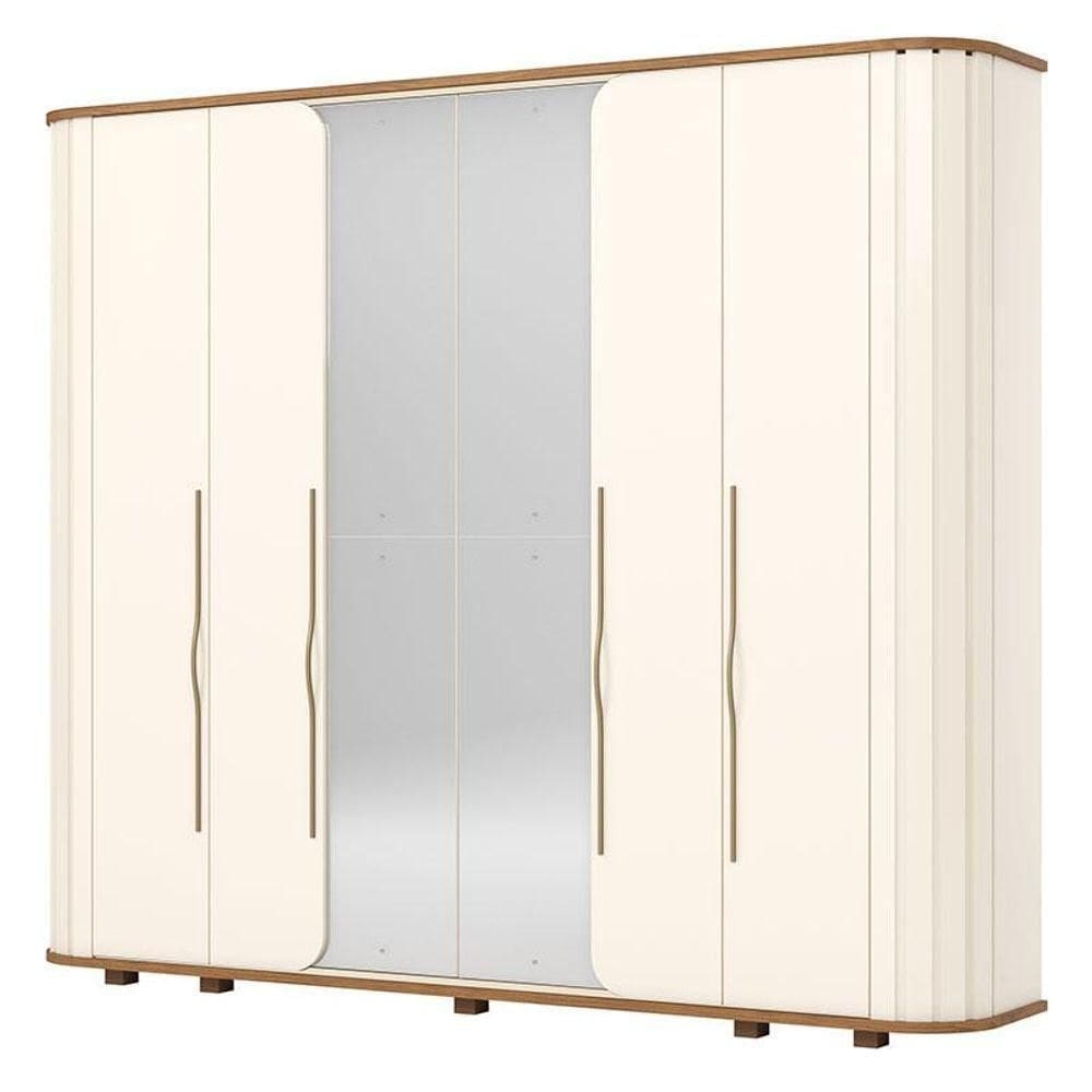 Guarda Roupa Casal Premium 6 Portas Off White Nature - Henn
