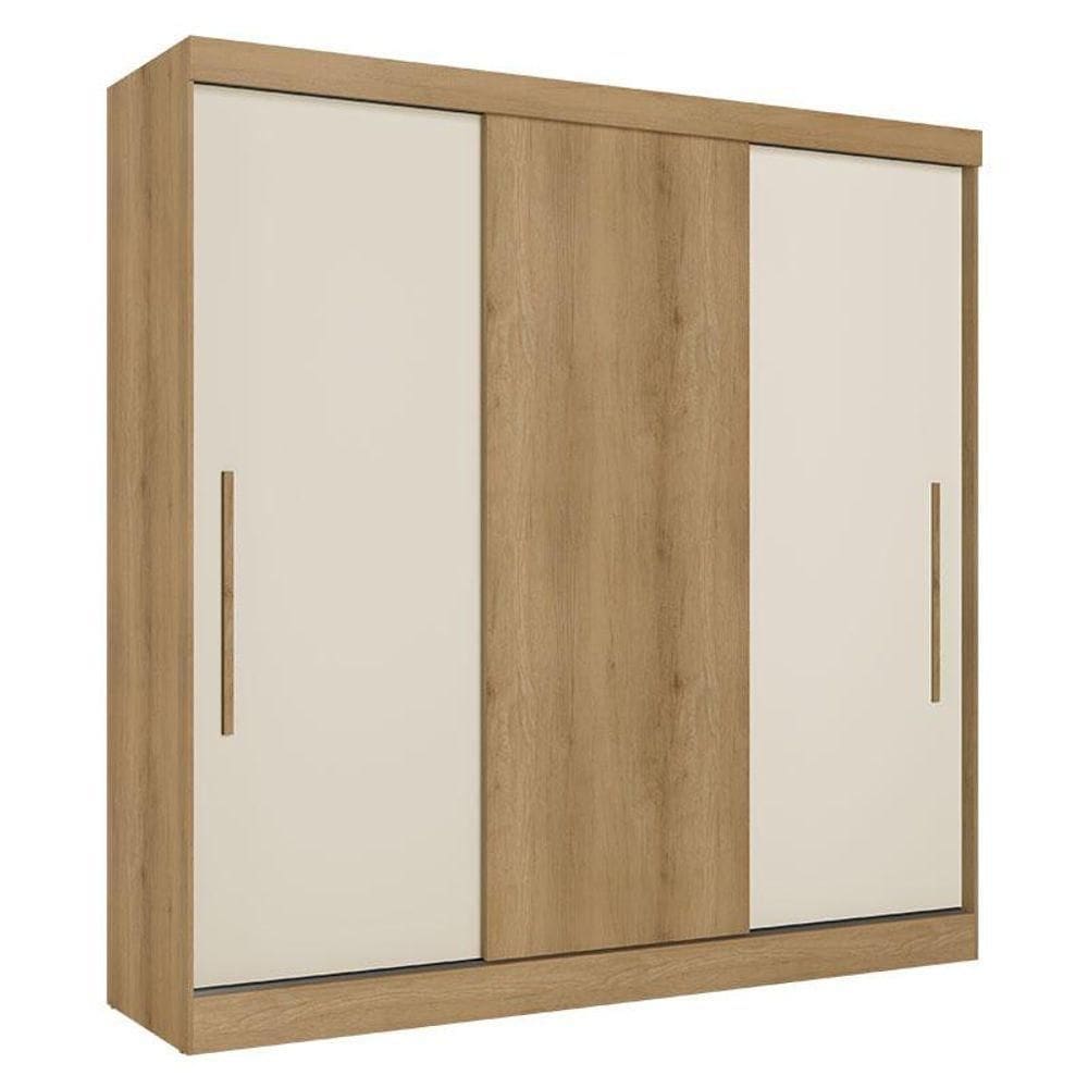Guarda Roupa Casal Vision 3 Portas Capuccino Cacau Off White Flex Acetinado - Thb