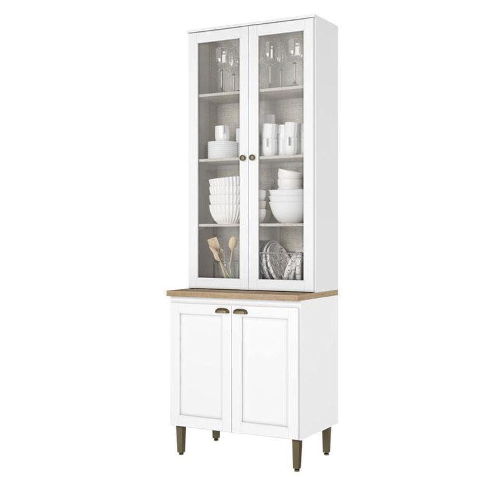 Cristaleira 80 Cm 4 Portas De Vidro Classy Branco - Thb