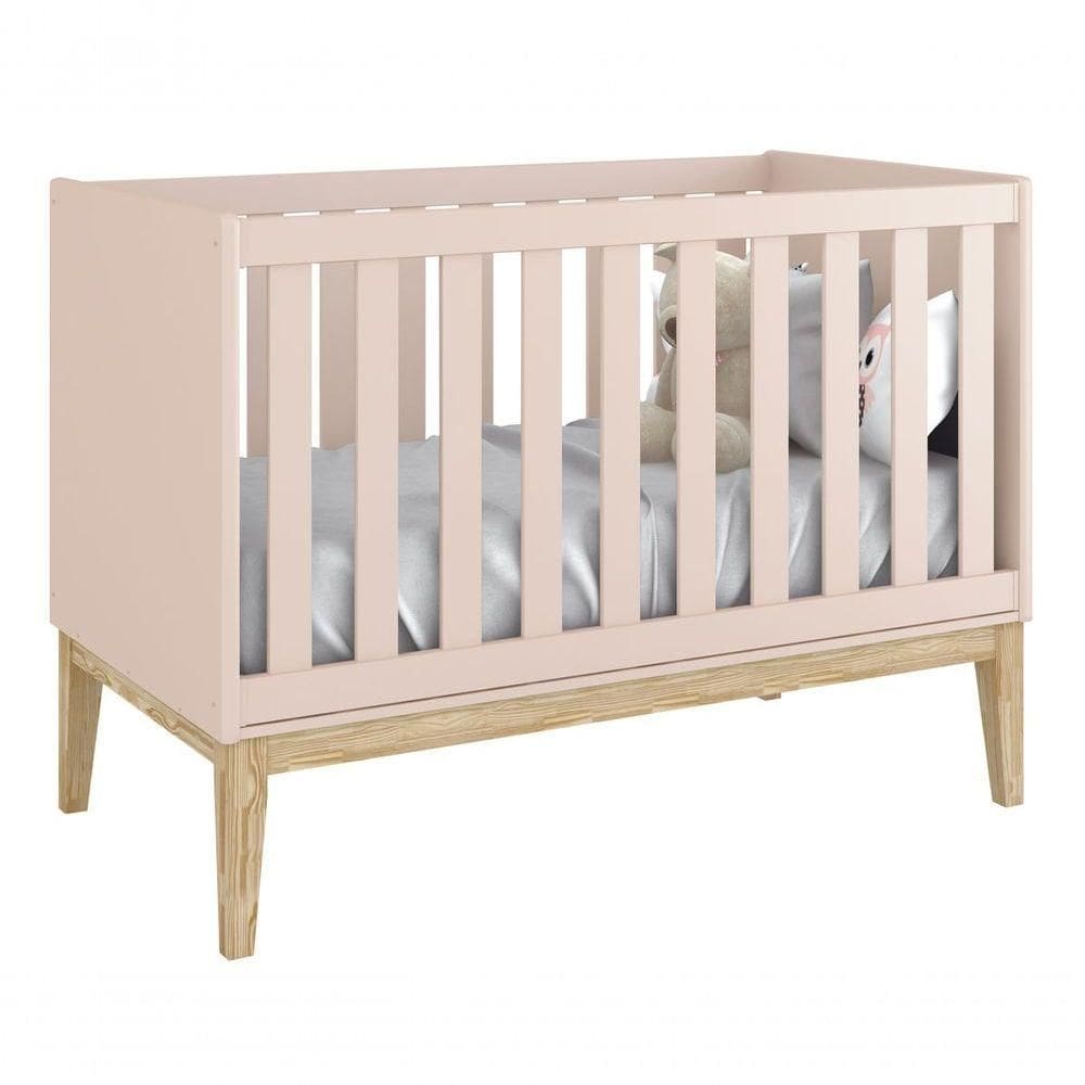 Berço Americano Classic New Rosa Fosco Com Natural - Reller