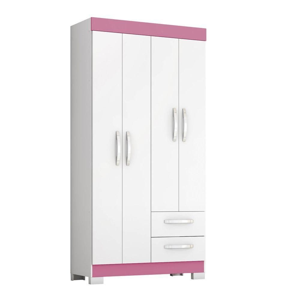Guarda-roupa Solteiro Nt 6010 - Branco / Rosa - Notável