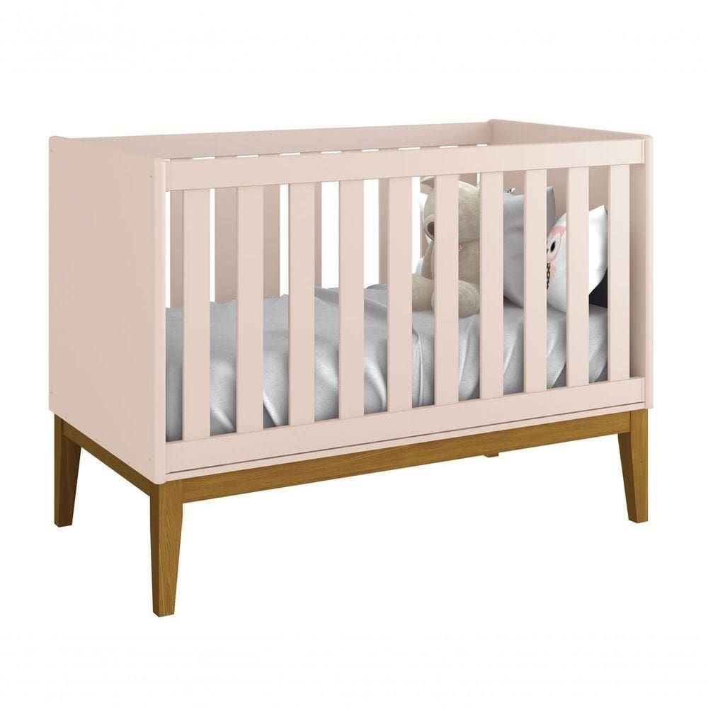 Berço Americano Classic New Rosa Fosco Com Madeira - Reller