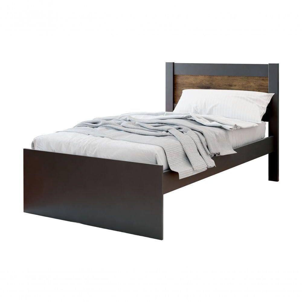 Cama Solteiro Prisma Preto Com Jequitibá - Jea Móveis