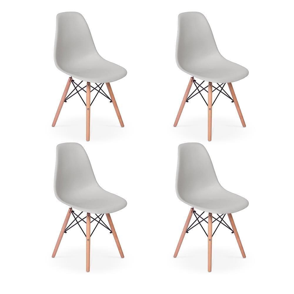 Conjunto 4 Cadeiras Charles Eames Eiffel Wood - Cinza