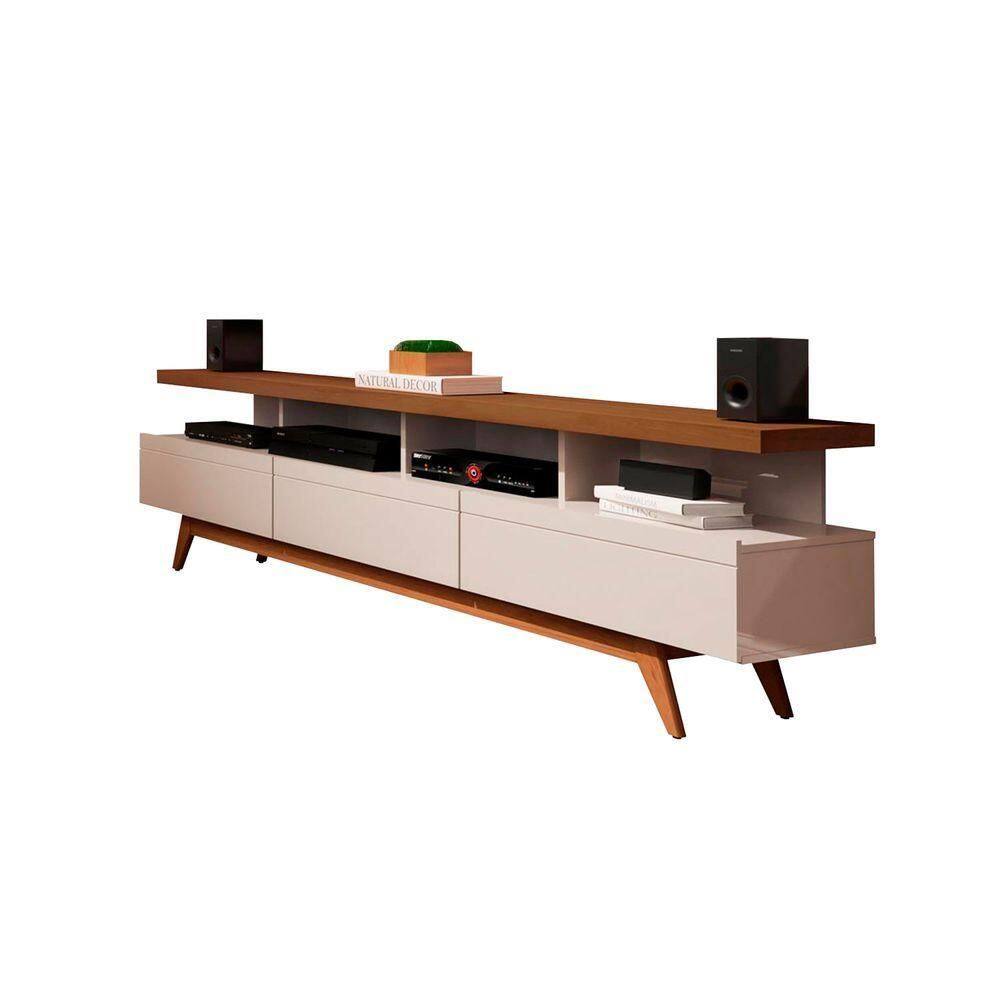 Rack Para Tv Vivare Wood Off White Com Freijó - Germai Móveis