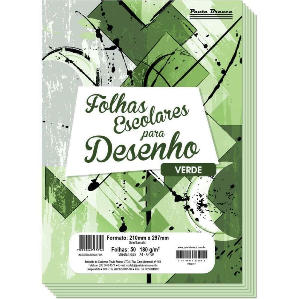 Papel Sulfite A4 Ap60 180g Verde 50fls. - Pauta Branca
