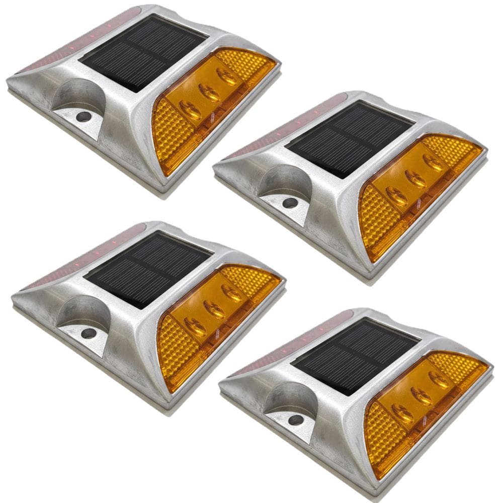 Tacha Sinalizaçao Viaria Solar Kit 4 Uni Olho de Gato Sinalizaçao Rodovia Obra Estacionamento Pista Estrada Segurança