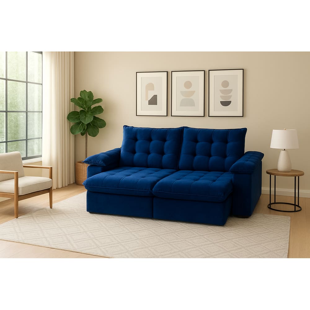 Sofá Retrátil Reclinável 2,10m Viena Premium Molas Ensacadas & Braços Almofadados