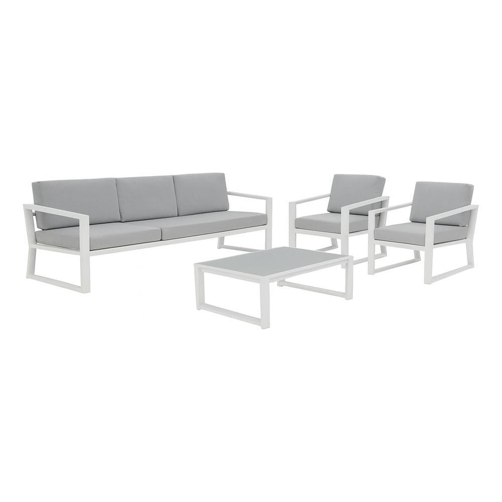 Conjunto De Jardim Aluminio Cinza 4 Pecas Sofa Poltrona Mesa