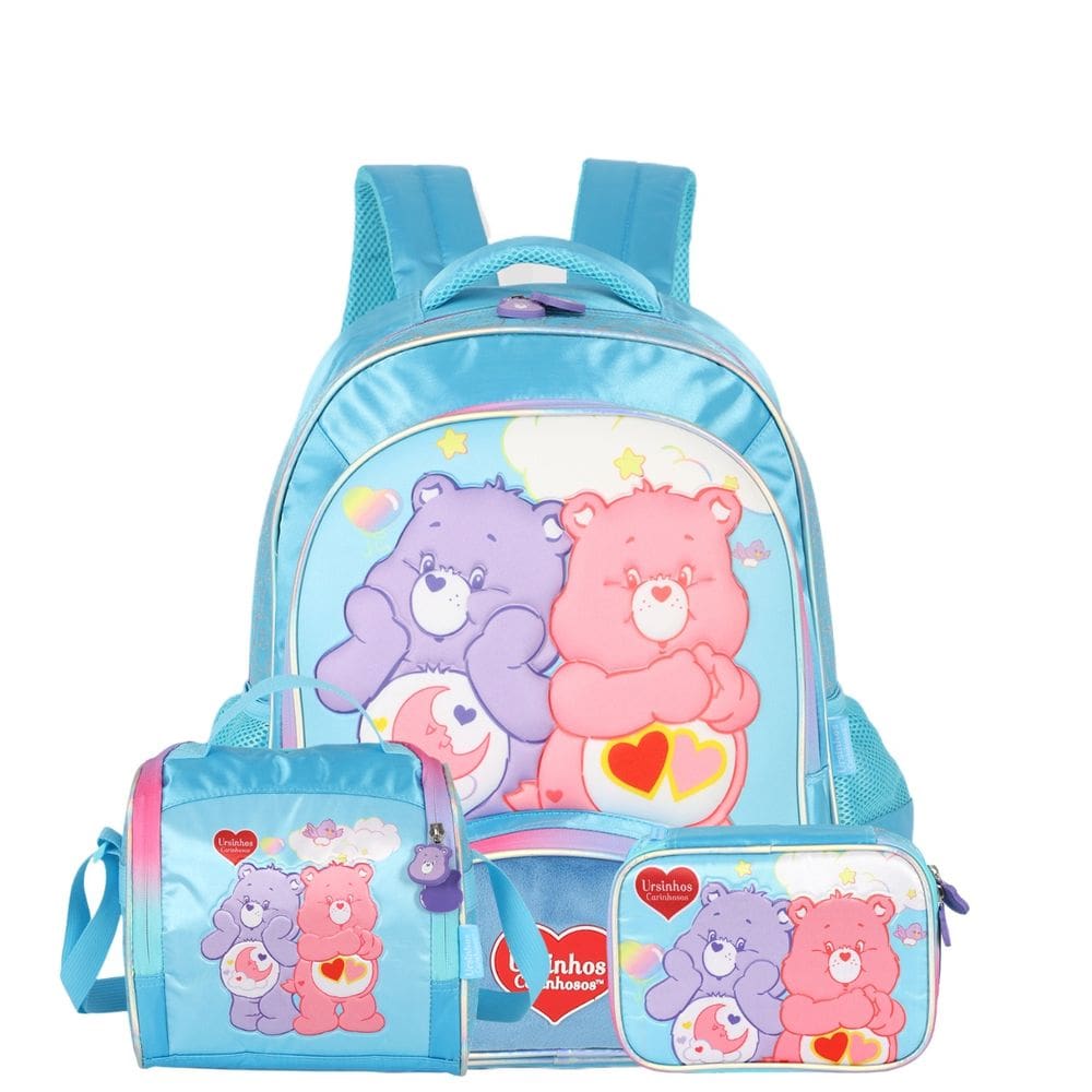 Mochila de Costas Lancheira Estojo Box Ursinhos Carinhosos