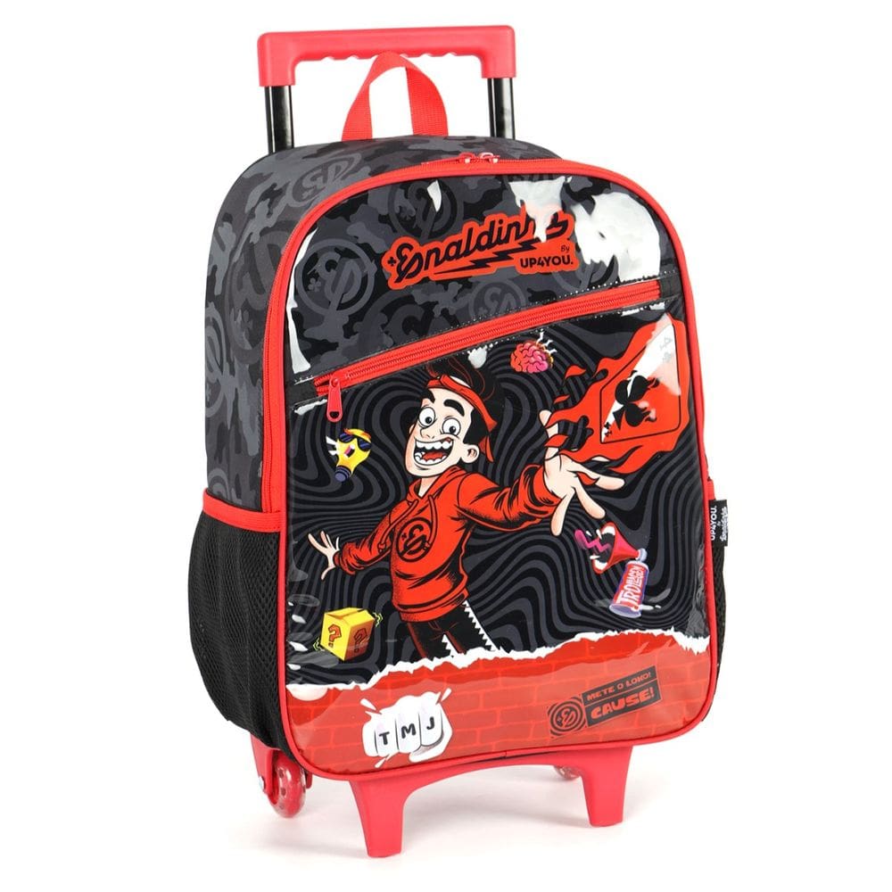 Mochila Escolar By Enaldinho Vermelho Rodinha Luxcel Preto