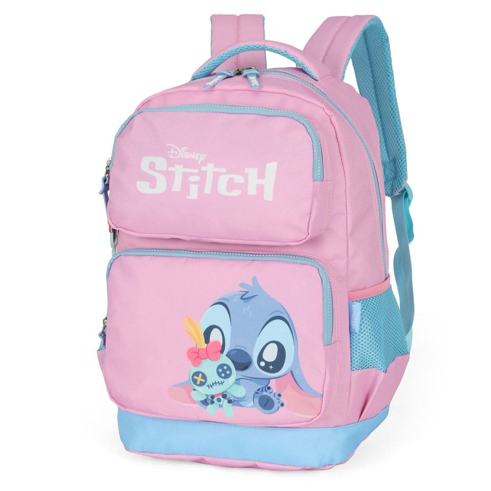 Mochila Costas Juvenil Stitch Menina Casual Escola Rosa