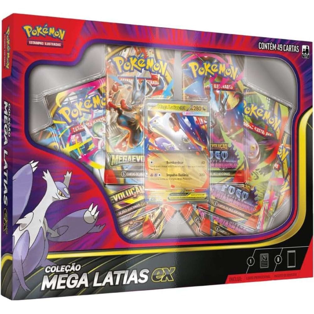 Box Pokemon Coleção Mega Latias Ex 49 Cartas Copag TCG