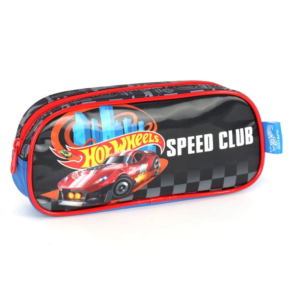 Estojo Hot Wheels Estampado Escolar Juvenil Luxcel Preto