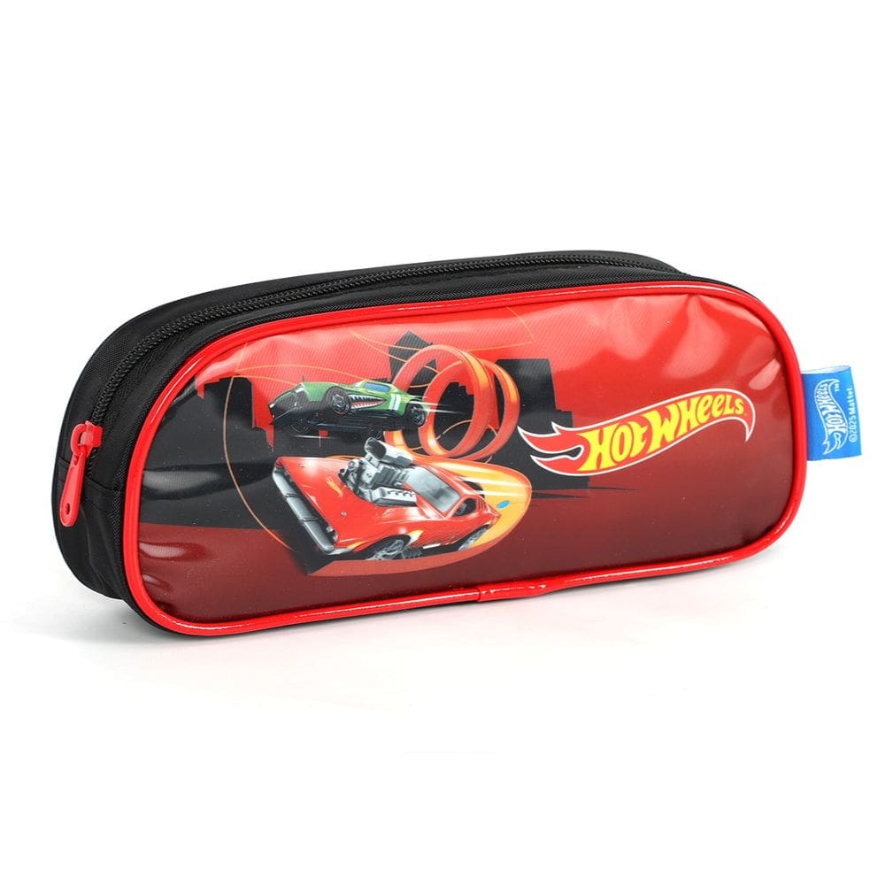 Estojo Hot Wheels Estampado Escolar Juvenil Luxcel Vermelho