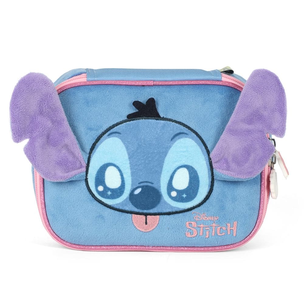 Estojo Escolar Box Stitch Disney Pelucia 3D Azul Luxcel