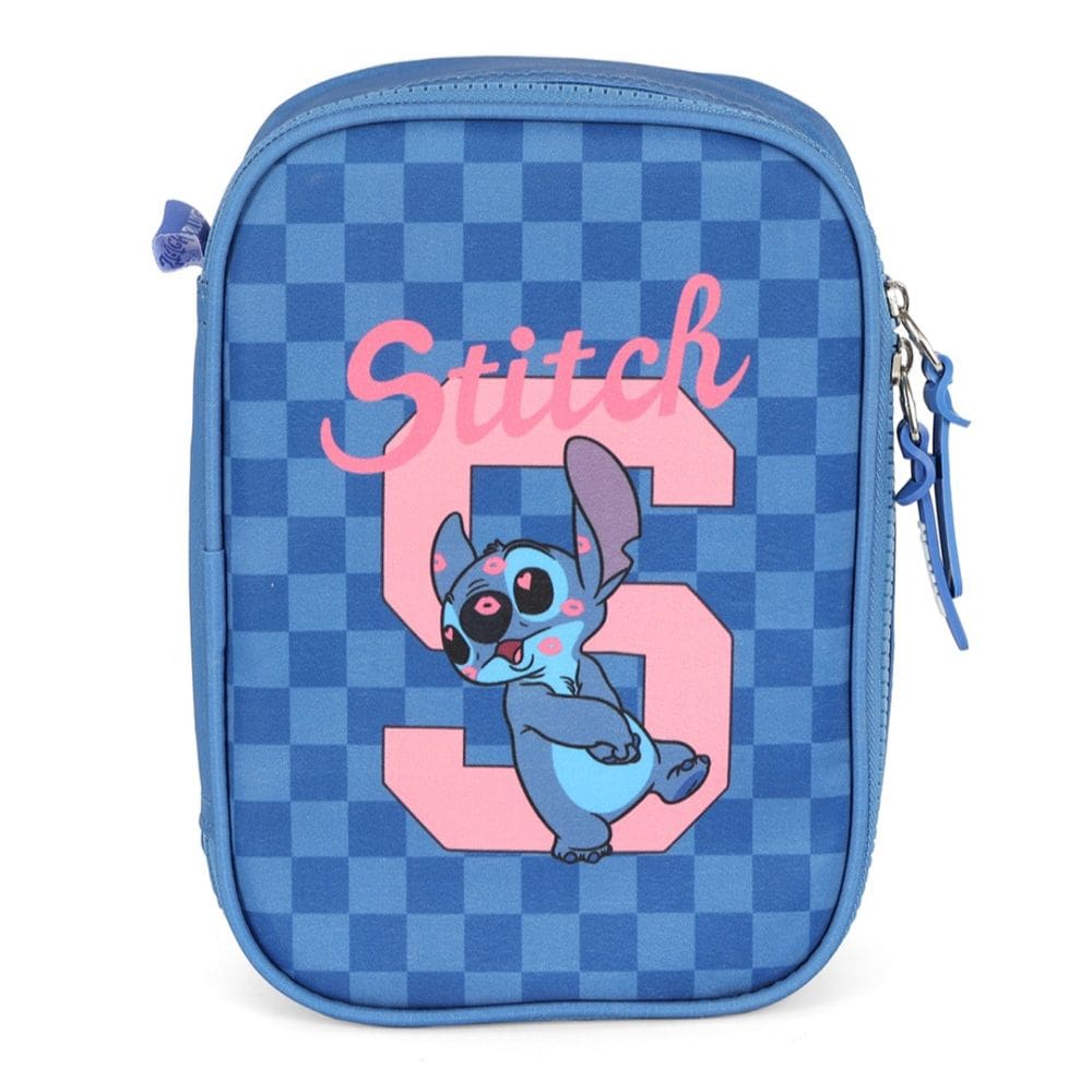 Estojo Escolar Stitch Box Porta Treco Necessaire Disney Azul
