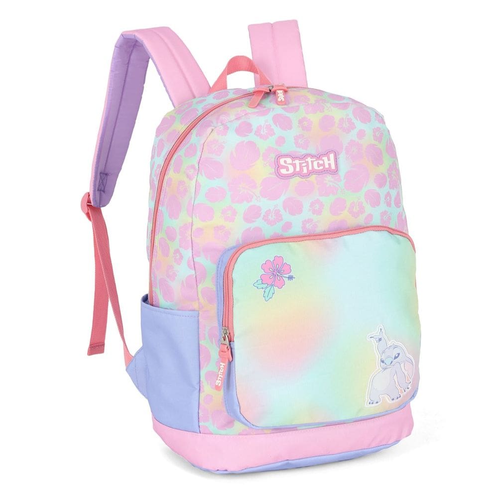 Mochila Costas Juvenil Stitch Menina Casual Escolar Rosa