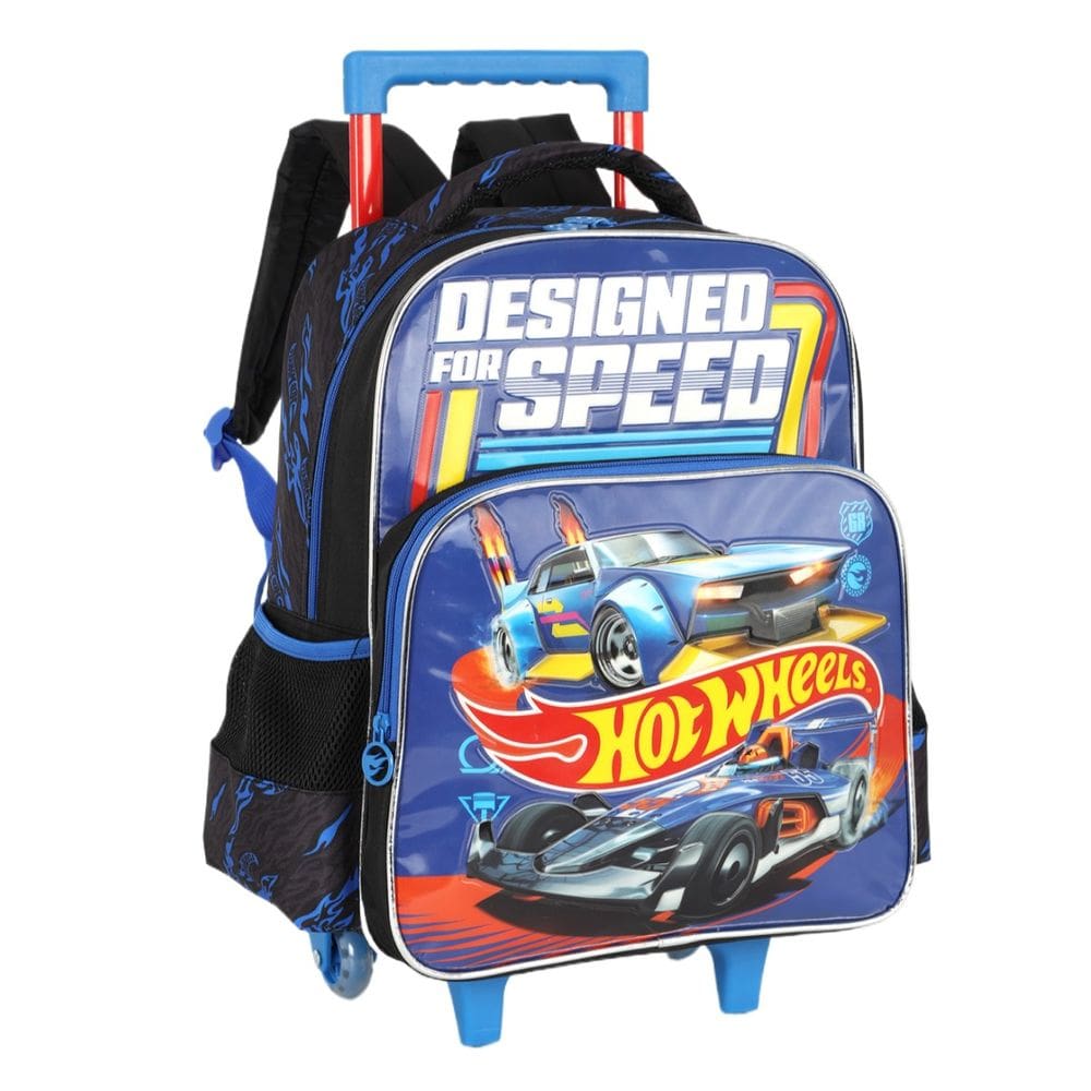 Mochila Hot Wheels Rodinhas Infantil Carros Esportiva Azul