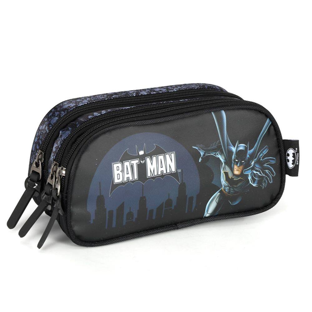 Estojo Triplo Super Heróis Escola Juvenil Batman Preto