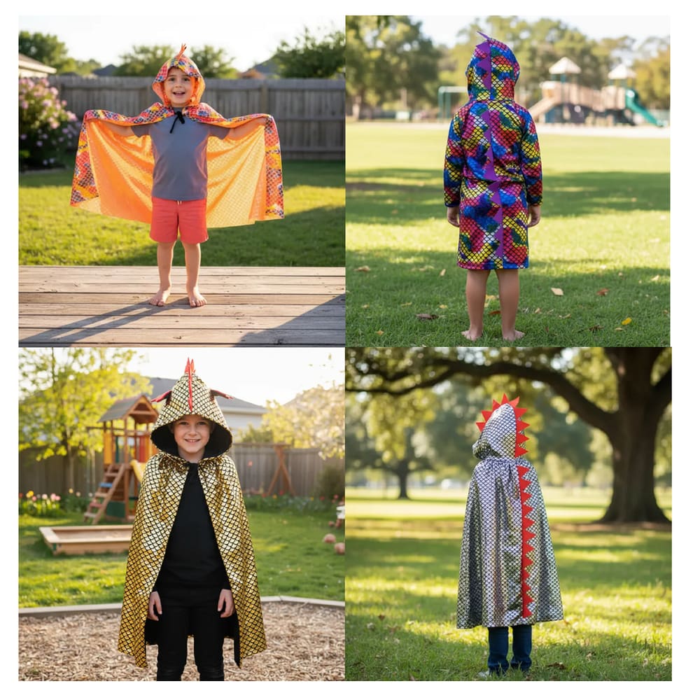 Capa P/ Fantasia De Dragão Dinossauro Infantil C/ Capuz