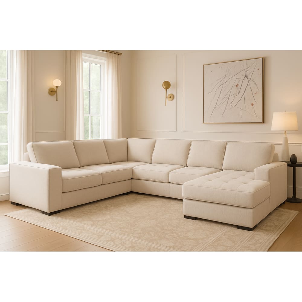 Sofá de Canto Gênova Master Linha Alta 6 Lugares com Chaise Premium Molas Ensacadas - Magna Estofados