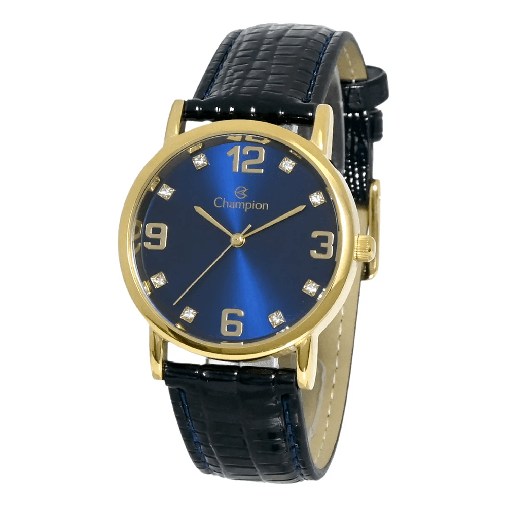 Relógio CHAMPION feminino analógico azul couro CN20186N