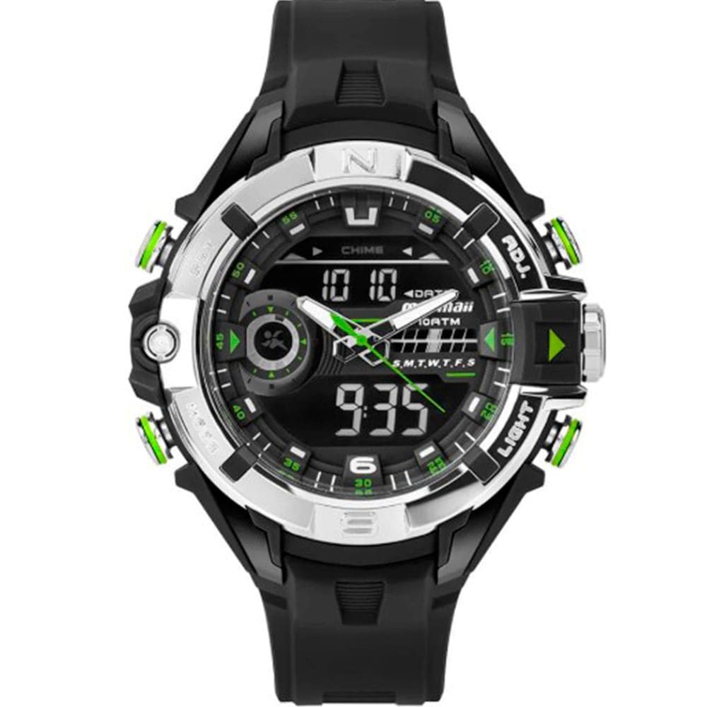Relógio MORMAII masculino analógico verde preto MO11848F