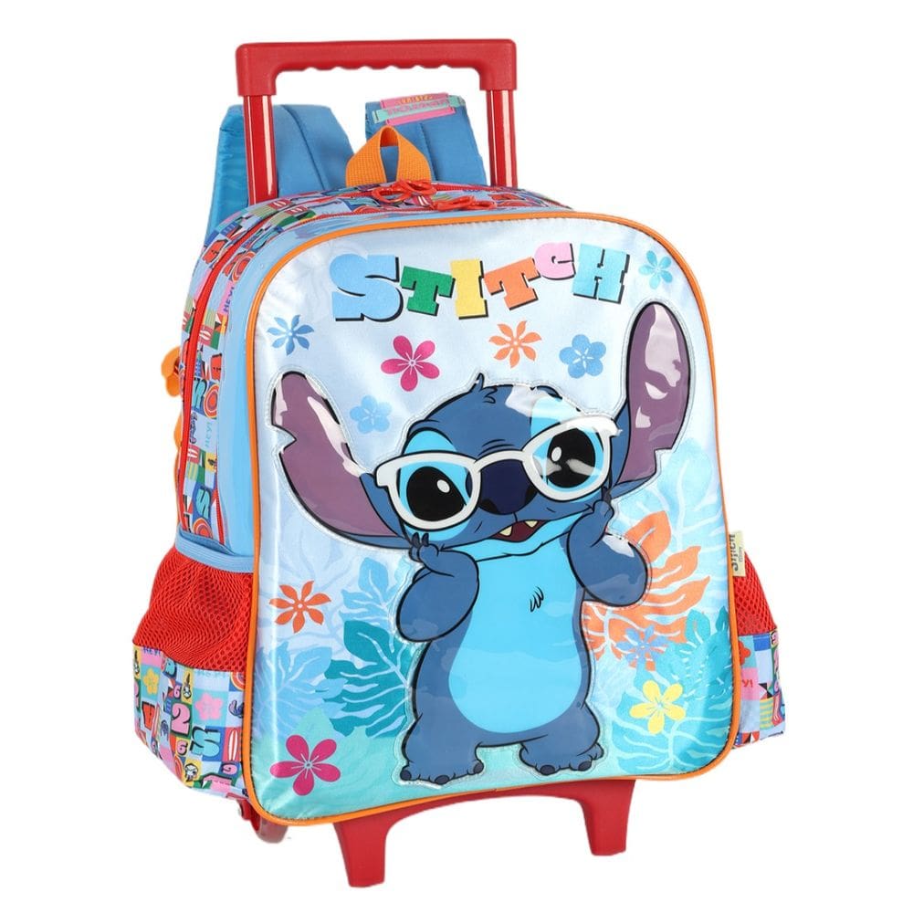 Mochila Rodinha Lilo Stitch Menina Juvenil Escola Azul